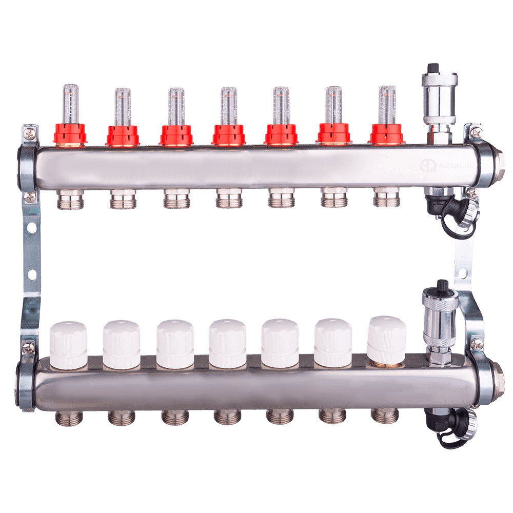 Группа коллекторная AQUALINK с регулирующими клапанами и воздухоотводчиком 1х7х3/4 1646147