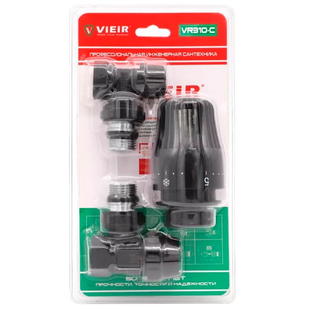 Комплект терморегулирующий угловой Vieir 1/2 черный VR310-C