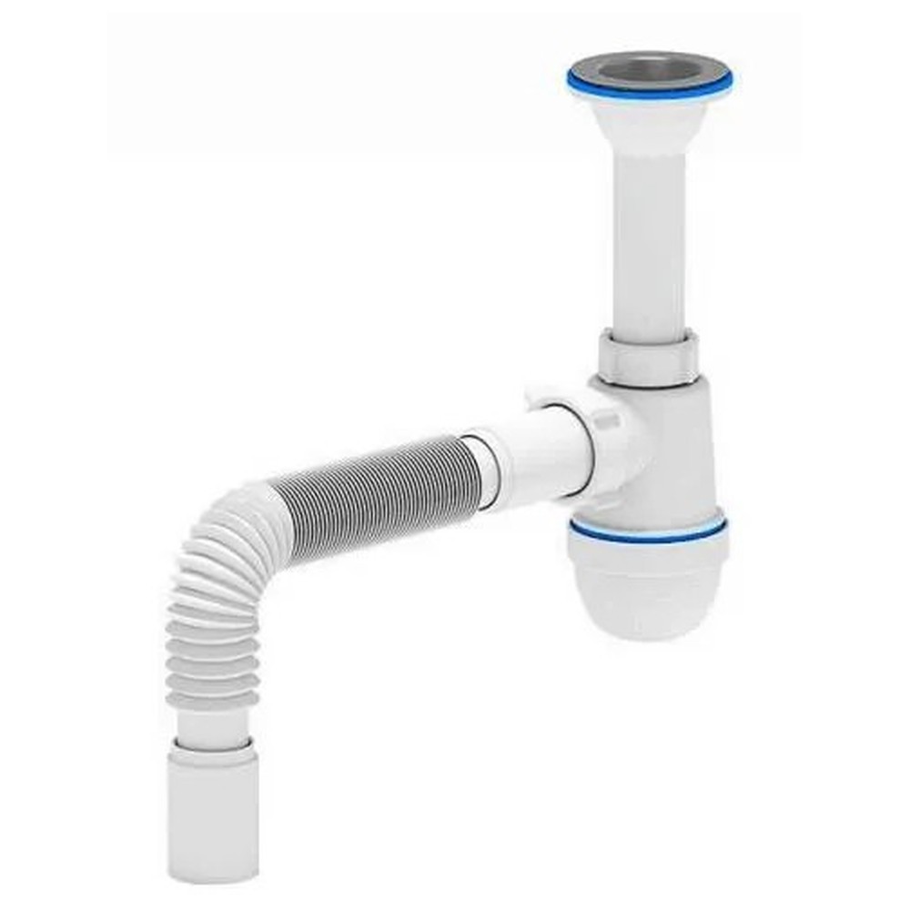 Сифон для мойки и умывальника АНИ пласт C0505 бутылочный 1 1/2х40 мм с гофрой 40х40 мм C0505