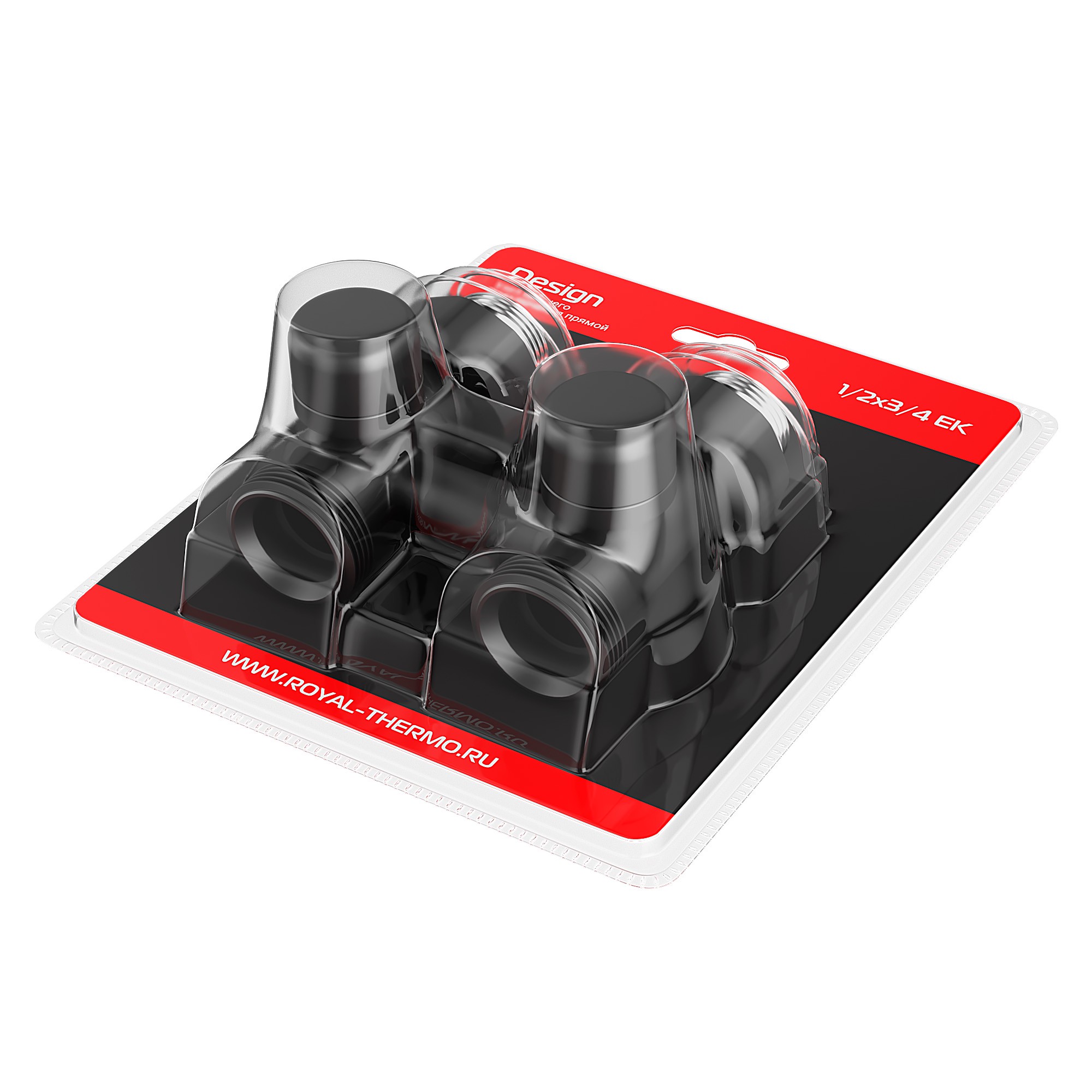 Узел нижнего подключения Royal Thermo Design прямой 1/2 x 3/4 EK черный RTE 07.00102