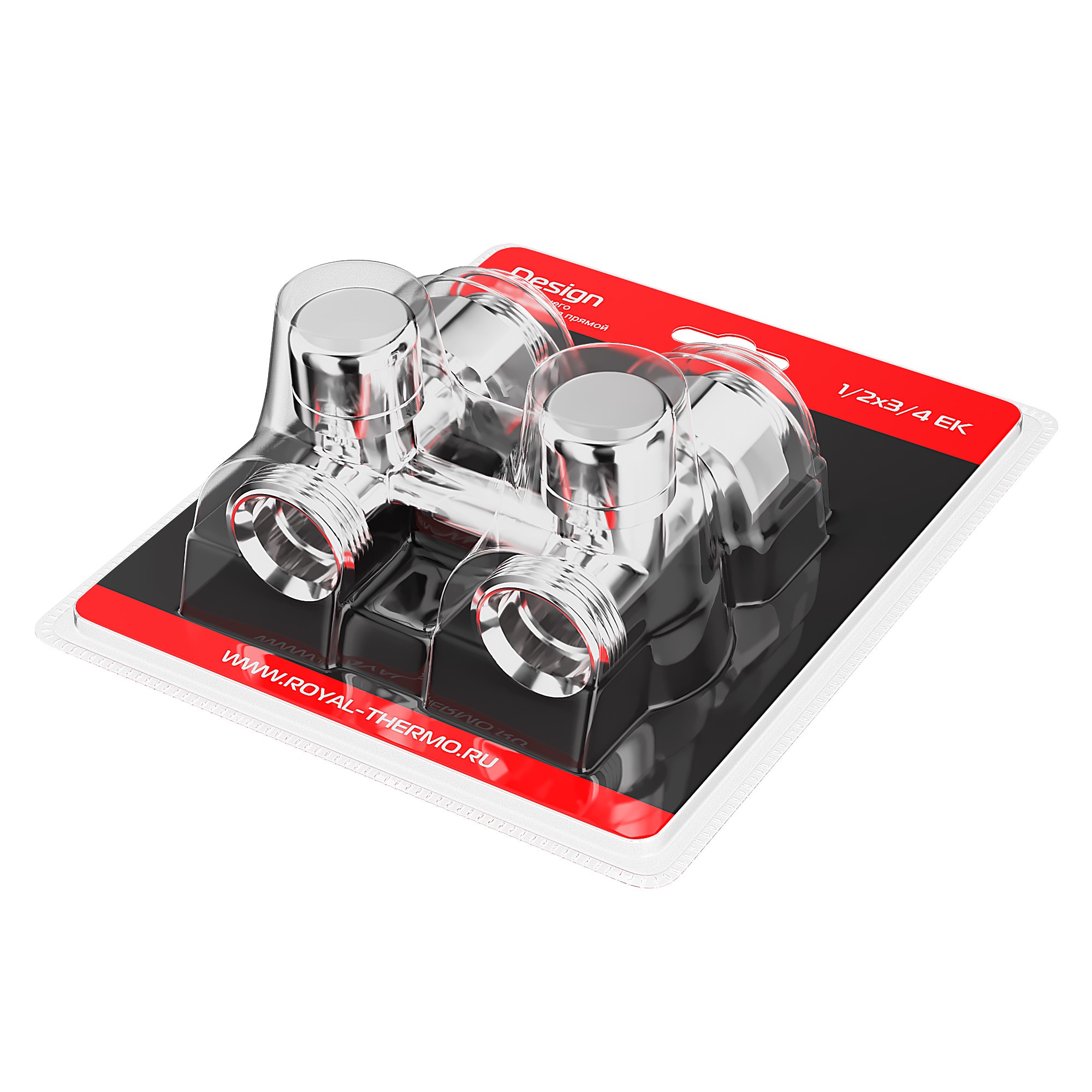 Узел нижнего подключения Royal Thermo Design прямой 1/2 x 3/4 EK хром RTE 07.00103