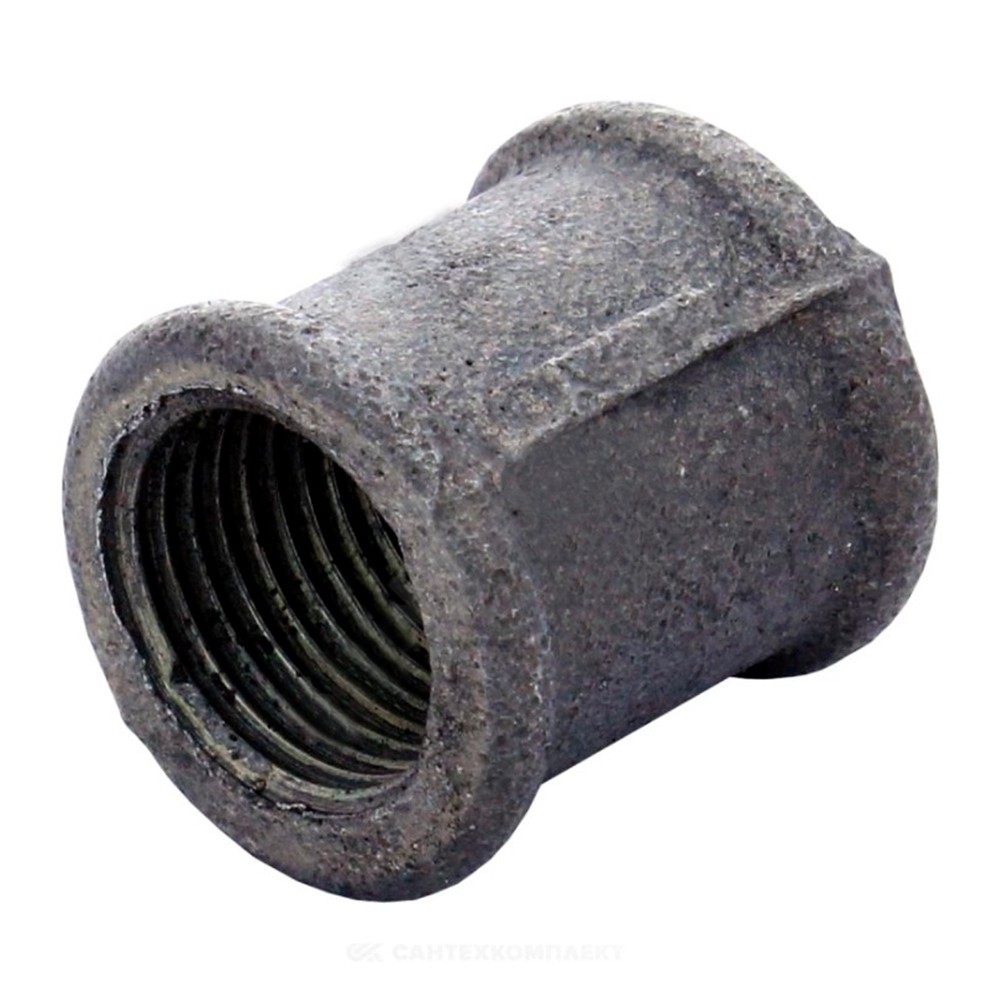 Муфта прямая FITTEX чугунная 1/2 дюйма ВР-ВР черная 1725965