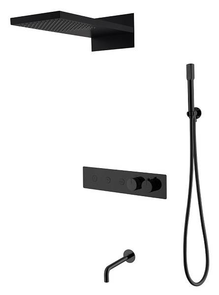 Душевая система встроенная Boheme Fusion с термостатом 3-позиционная черный матовый 131-2-B