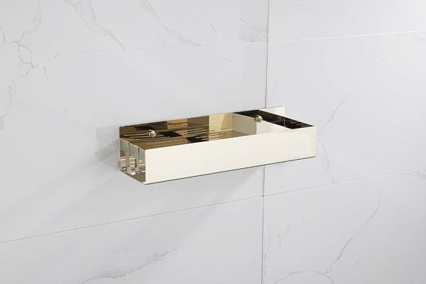 Полочка-корзинка Boheme Q прямоугольная подвесная с 2 крючками золото 10965-G