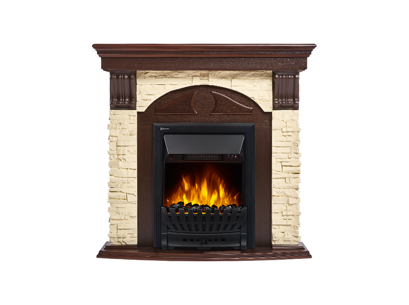 Портал для камина Firelight Torre Classic U угловой слоновая кость шпон темный дуб 1143549