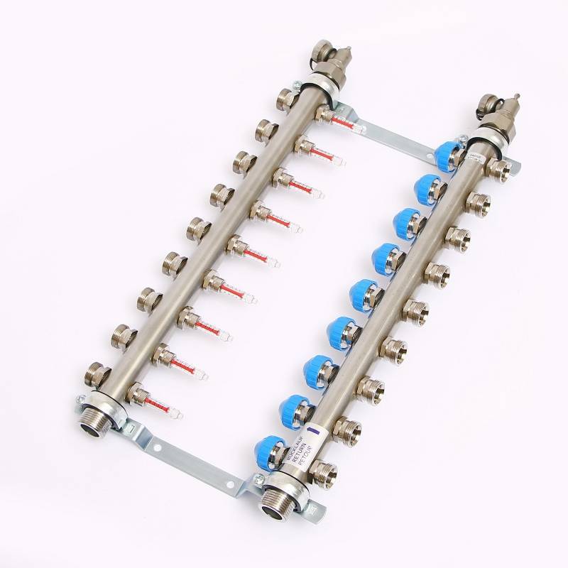 Коллекторная группа из нержавеющей стали Uni-Fitt с расходомерами и термостатическими вентилями 1 x 3/4 9 выходов 455W4309