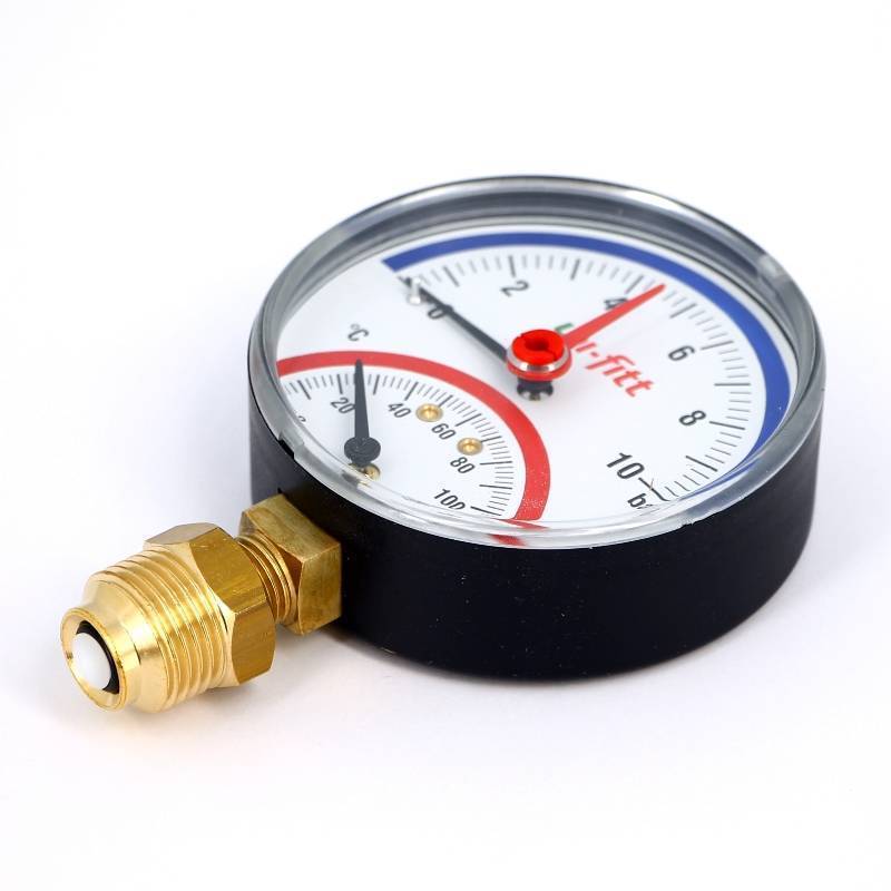 Термоманометр радиальный Uni-Fitt 10 бар 120 °C 80 мм 1/2 311P3442