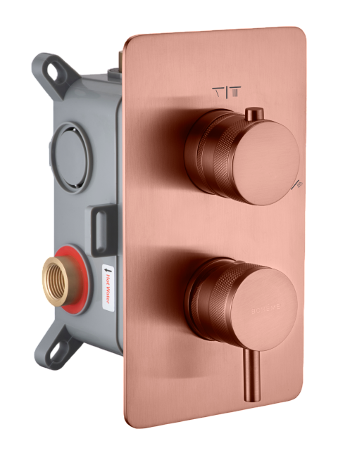 Смеситель для душа встраиваемый Boheme Cell на 2 потребителя без излива с внутренней частью copper brushed 135-2-CB
