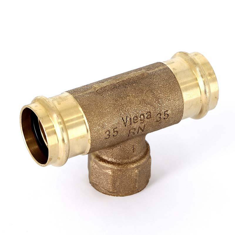 Тройник пресс-В Viega Sanpress 35х1х35 бронза 361204