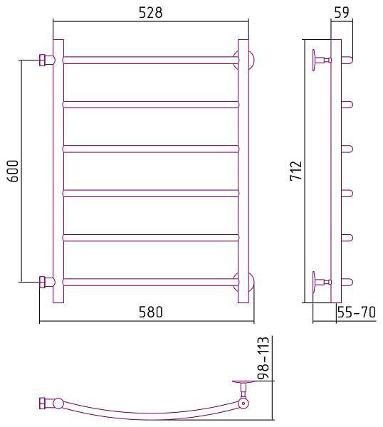 Полотенцесушитель водяной Стилье Версия-Б2 50x60 см белый 12612-6050