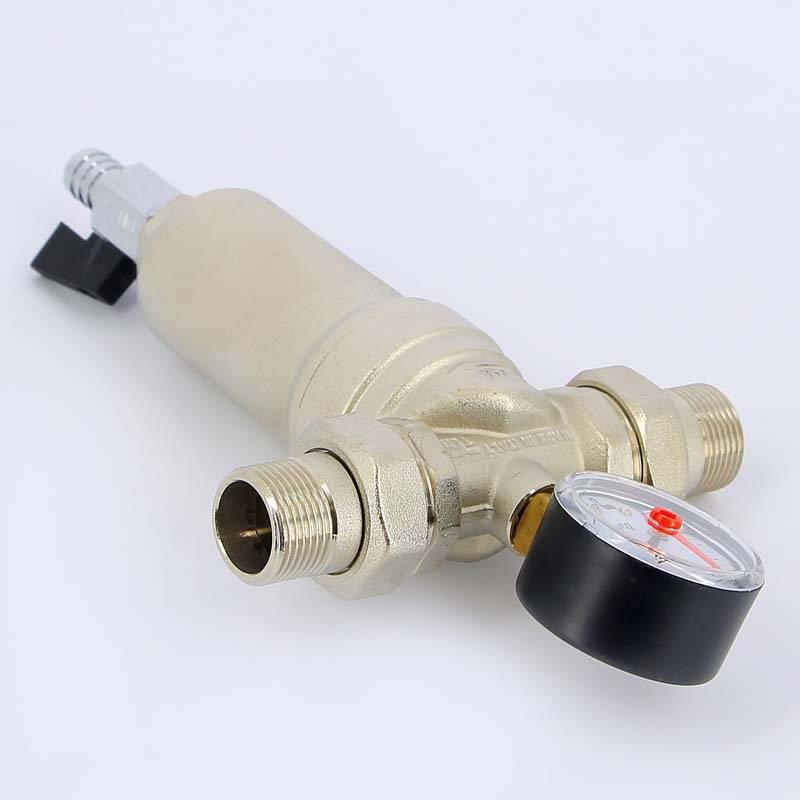 Фильтр промывной с манометром Tiemme 3/4 латунная колба 3130003