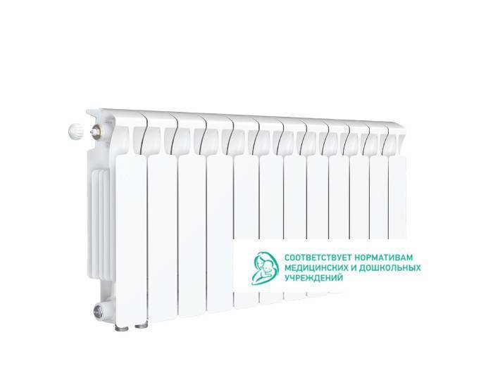Радиатор биметаллический RIFAR Monolit Ventil 350 12 секций нижнее левое подключение белый R-MN-350-12-VL RAL 9016