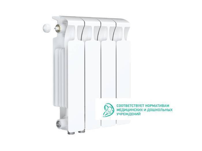 Радиатор биметаллический RIFAR Monolit Ventil 350 4 секции нижнее левое подключение белый R-MN-350-04-VL RAL 9016
