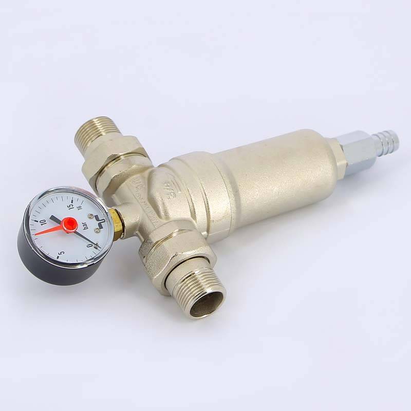 Фильтр промывной с манометром Tiemme 3/4 латунная колба 3130003