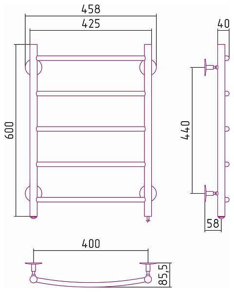 Полотенцесушитель электрический Стилье Формат 40 40x60 см 00540-6040