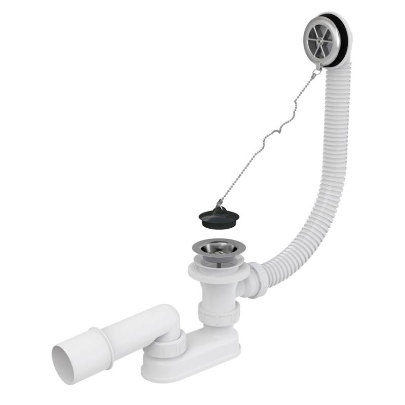 Слив-перелив для ванны Alcaplast A501 с цепочкой и пробкой хром A501