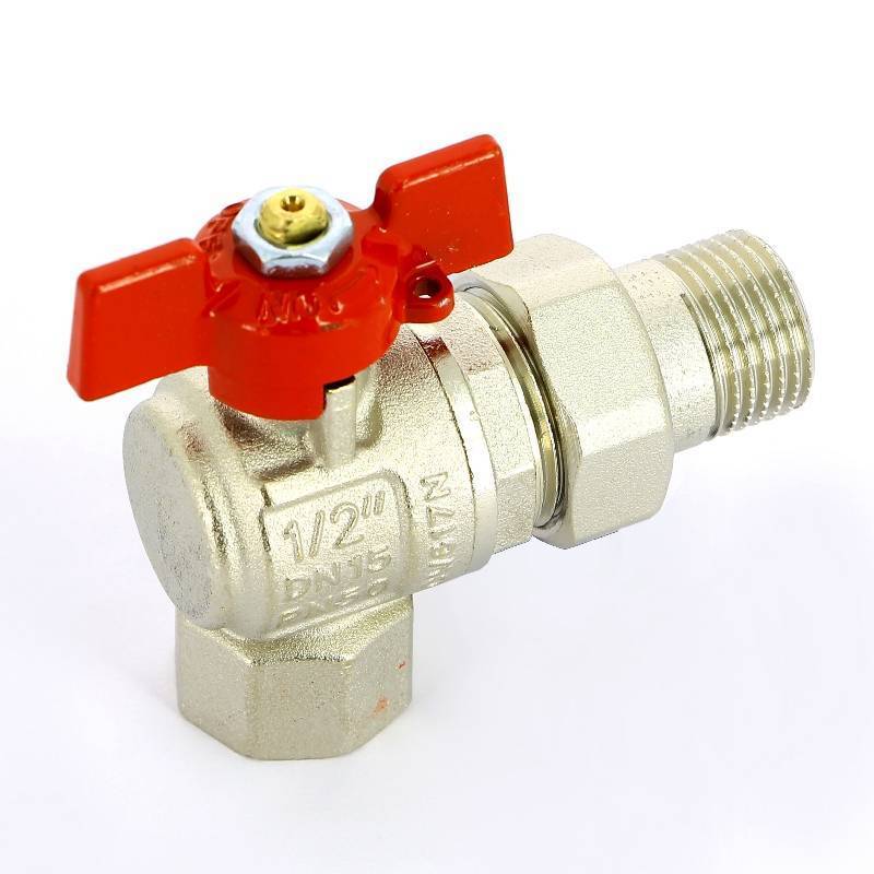 Кран шаровой угловой Uni-Fitt 1/2 НВ с разъемным соединением для коллекторов 133T2000