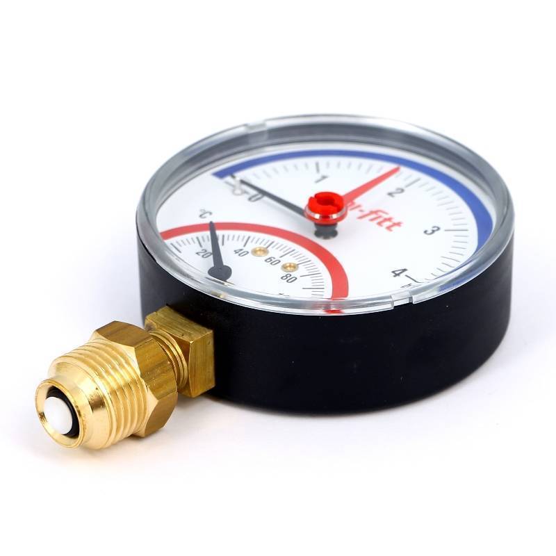 Термоманометр радиальный Uni-Fitt 4 бар 120 °C 80 мм 1/2 311P1442