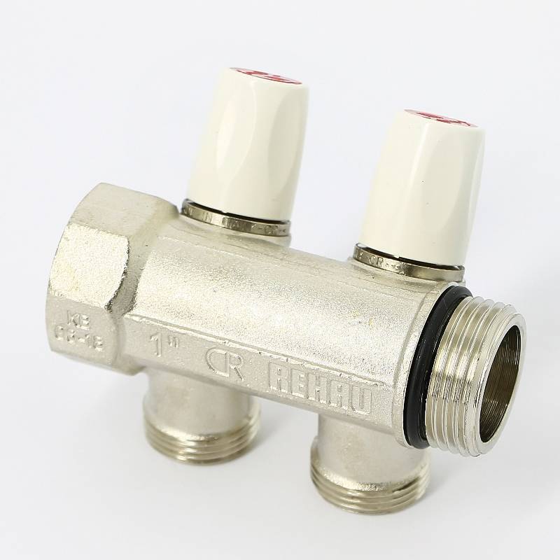 Коллектор с вентилями REHAU Rautitan MX 1х3/4 EK 2 выхода 40 мм никелированный 131644