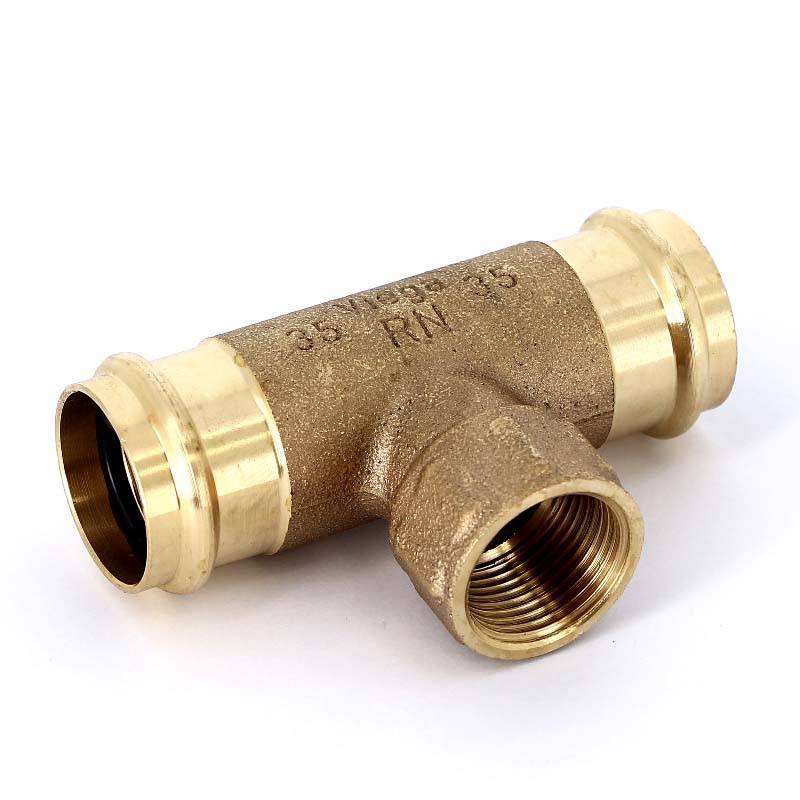 Тройник пресс-В Viega Sanpress 35х1х35 бронза 361204