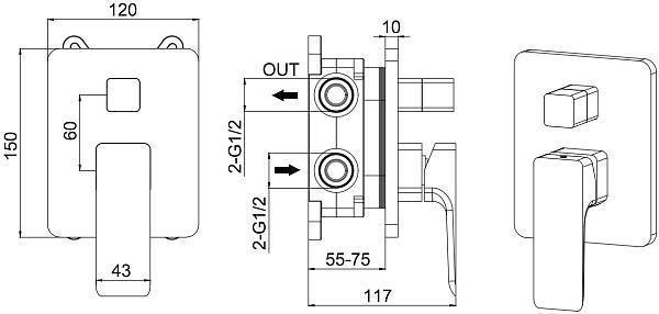 Смеситель для душа Allen Brau Infinity с внутренней частью хром 5.21014-00