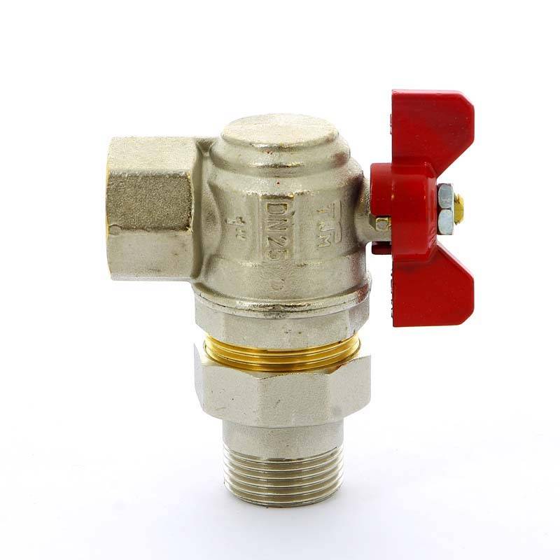 Кран шаровой Tiemme угловой НВ с разъемным соединением для коллектора бабочка 1 2120006