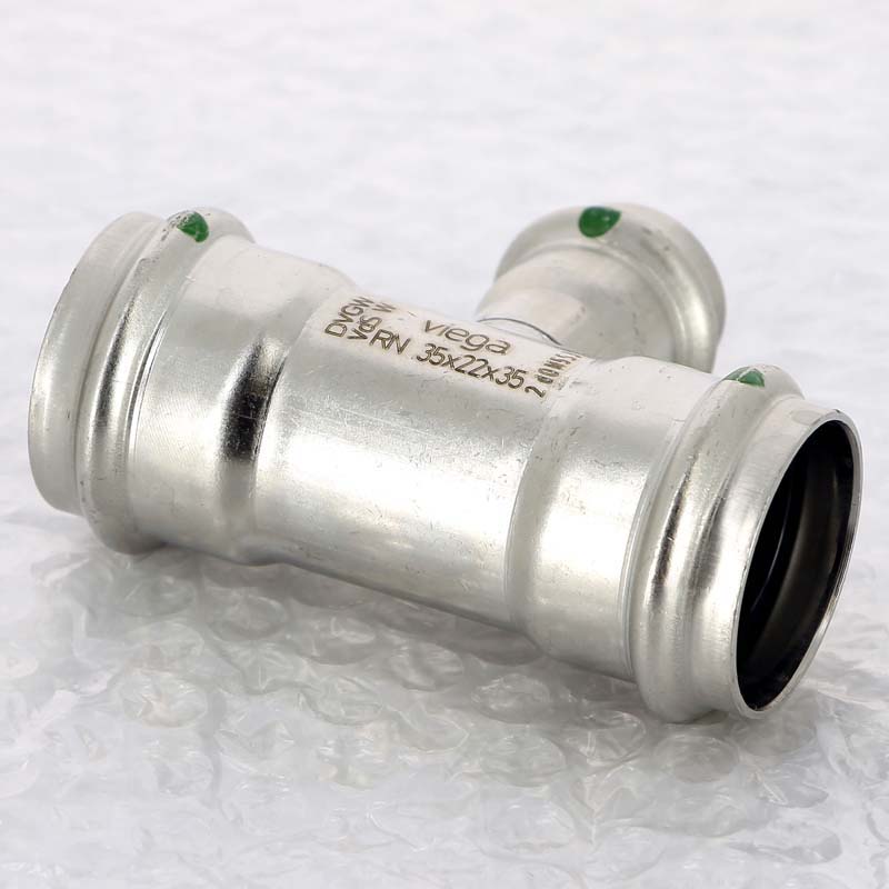 Тройник пресс Viega Sanpress Inox 35x22x35 мм нержавеющая сталь 436001