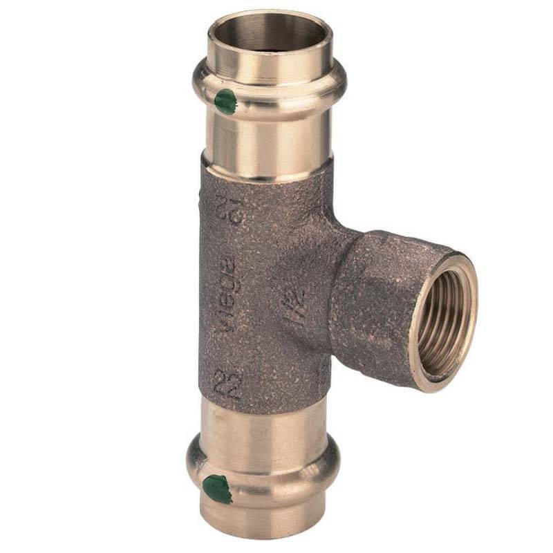 Тройник пресс-В Viega Sanpress 35х1х35 бронза 361204