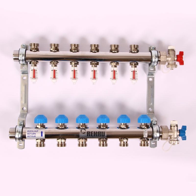 Колл.группа 1'х3/4' нерж 6 вых HKV-D с расходом и термостатич вентилями