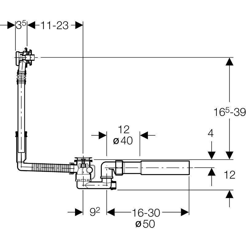 Слив-перелив для ванны Geberit d52 с поворотным механизмом и декоративным комплектом хром 150.520.21.1