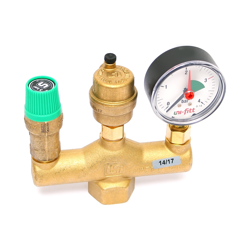 Группа безопасности котла до 50 кВт, 1, 3 бар, латунь