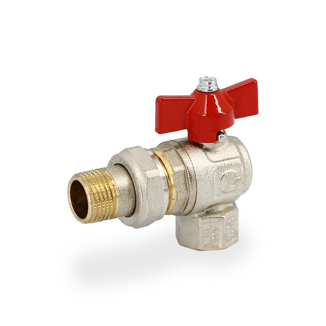 Кран НВ 1/2' угловой бабочка IDEAL с разъемным соединением