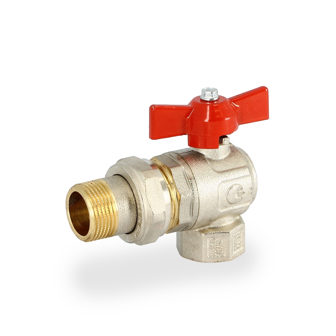 Кран НВ 3/4' угловой бабочка IDEAL с разъемным соединением