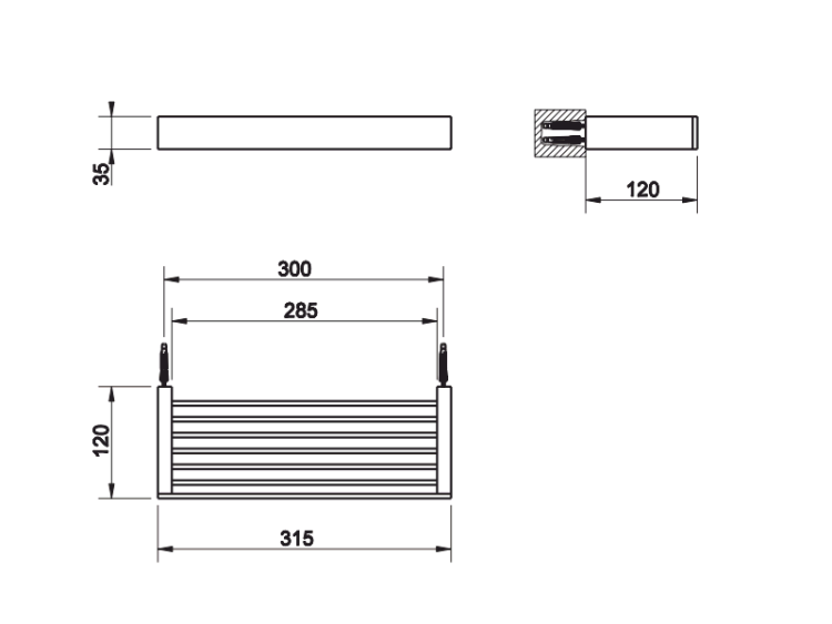 Полка-решетка Gessi Rettangolo 300x120x35 мм Copper PVD 20947030