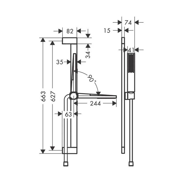 Душевой гарнитур Hansgrohe Pulsify E 100 1jet EcoSmart+ со штангой 650 мм черный матовый 24371670