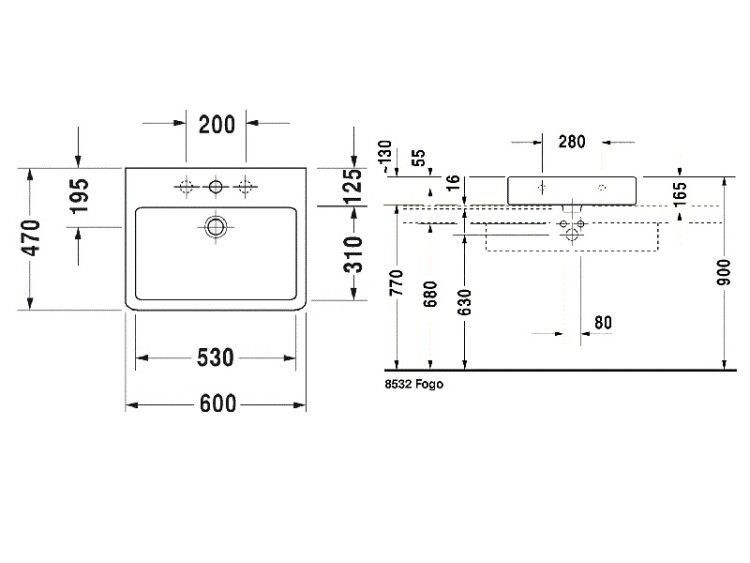 Раковина для мебели DURAVIT Vero 60 см шлифованная 0454600027