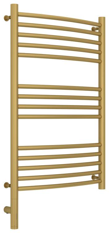 Полотенцесушитель электрический Сунержа Богема 3.0 выгнутая 800x500 мм МЭМ нижнее слева золото матовое 032-5802-8050