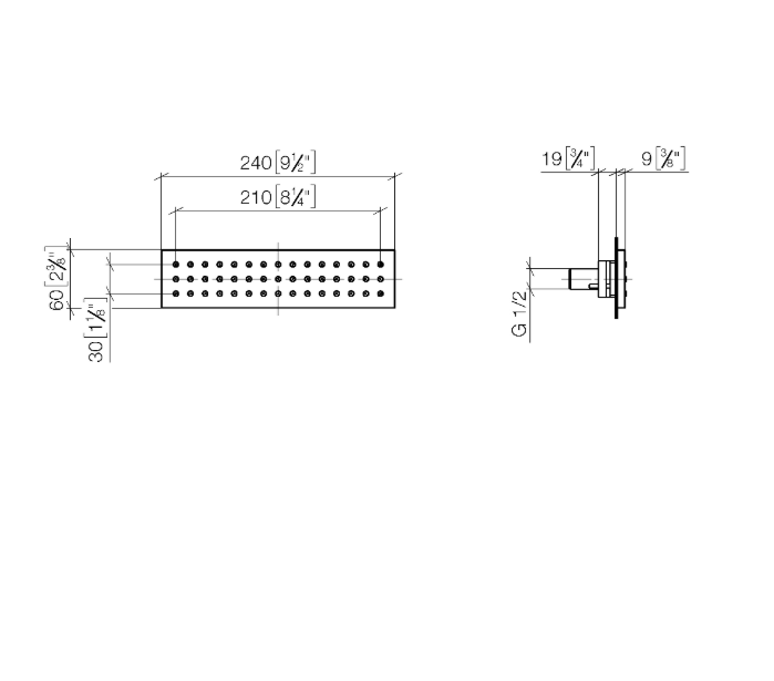 Боковой душ Dornbracht WATER BAR 240x60 мм Dark Platinum сатинированная 36517979-99