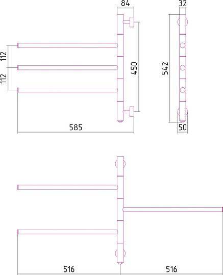 Полотенцесушитель электрический Сунержа Триада 585x540 мм левый без покрытия 00-0822-0540