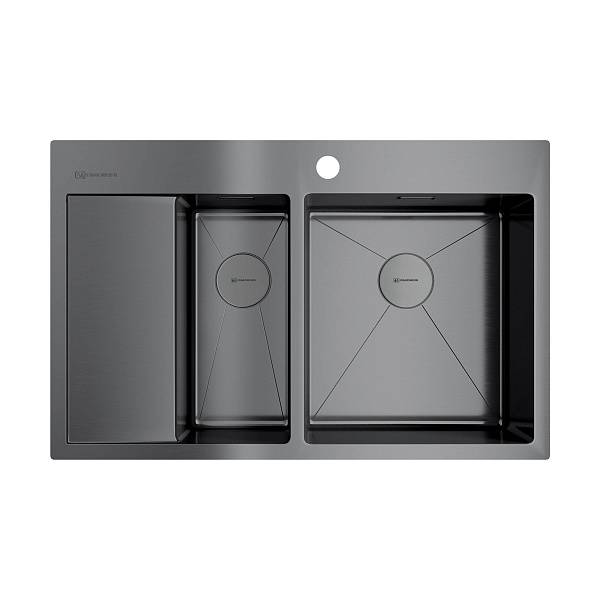 Кухонная мойка Omoikiri Akisame 78-2-GM-R 78x51 см вороненая сталь 4973102