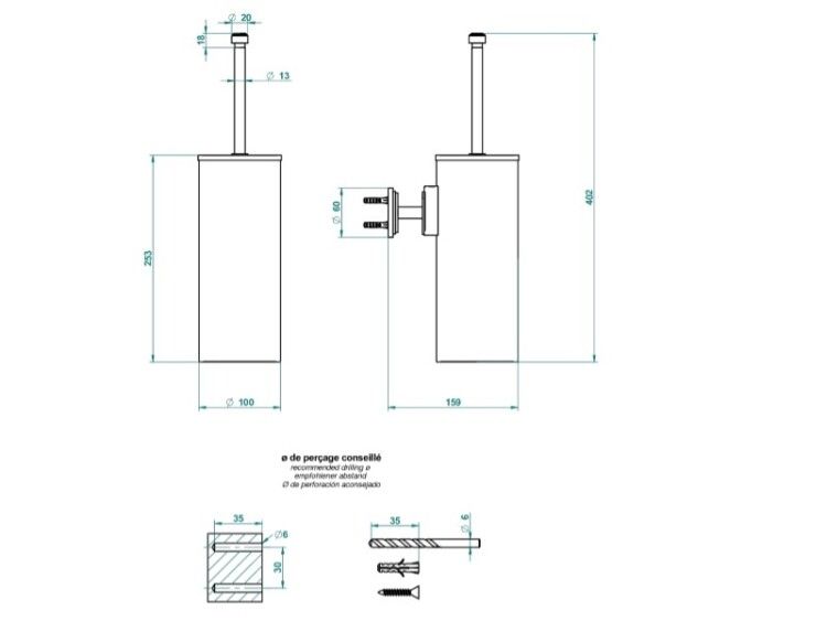 Ершик THG Fauborg metall настенный с крышкой цвет никель G2TB014720C
