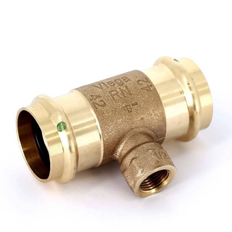 Тройник пресс-В Viega Sanpress 42х1/2х42 бронза 126230