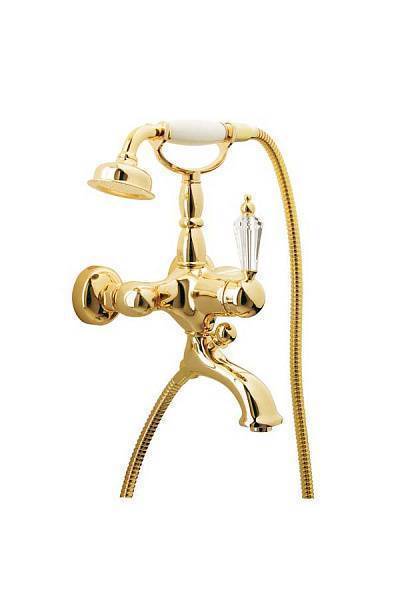 Смеситель для ванны с душевым комплектом Boheme Imperiale Presente золото глянцевое 323