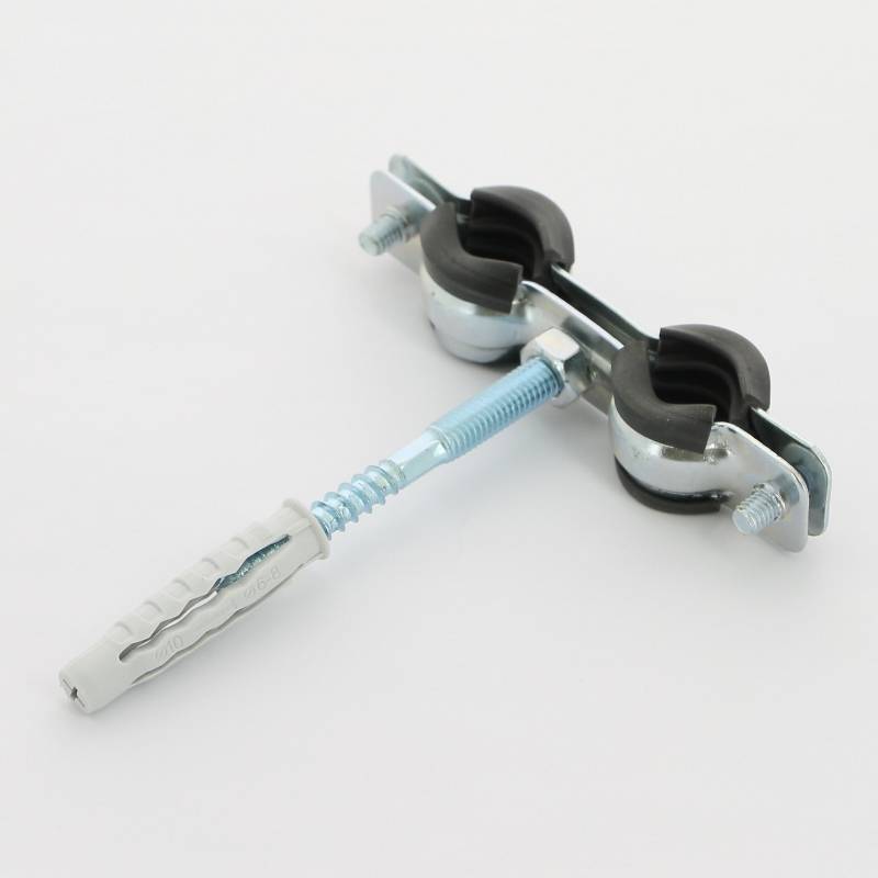 Хомут для труб двойной Walraven BIS Cobra 3/8 15-18 мм с уплотнителем шпилькой и дюбелем 0802118