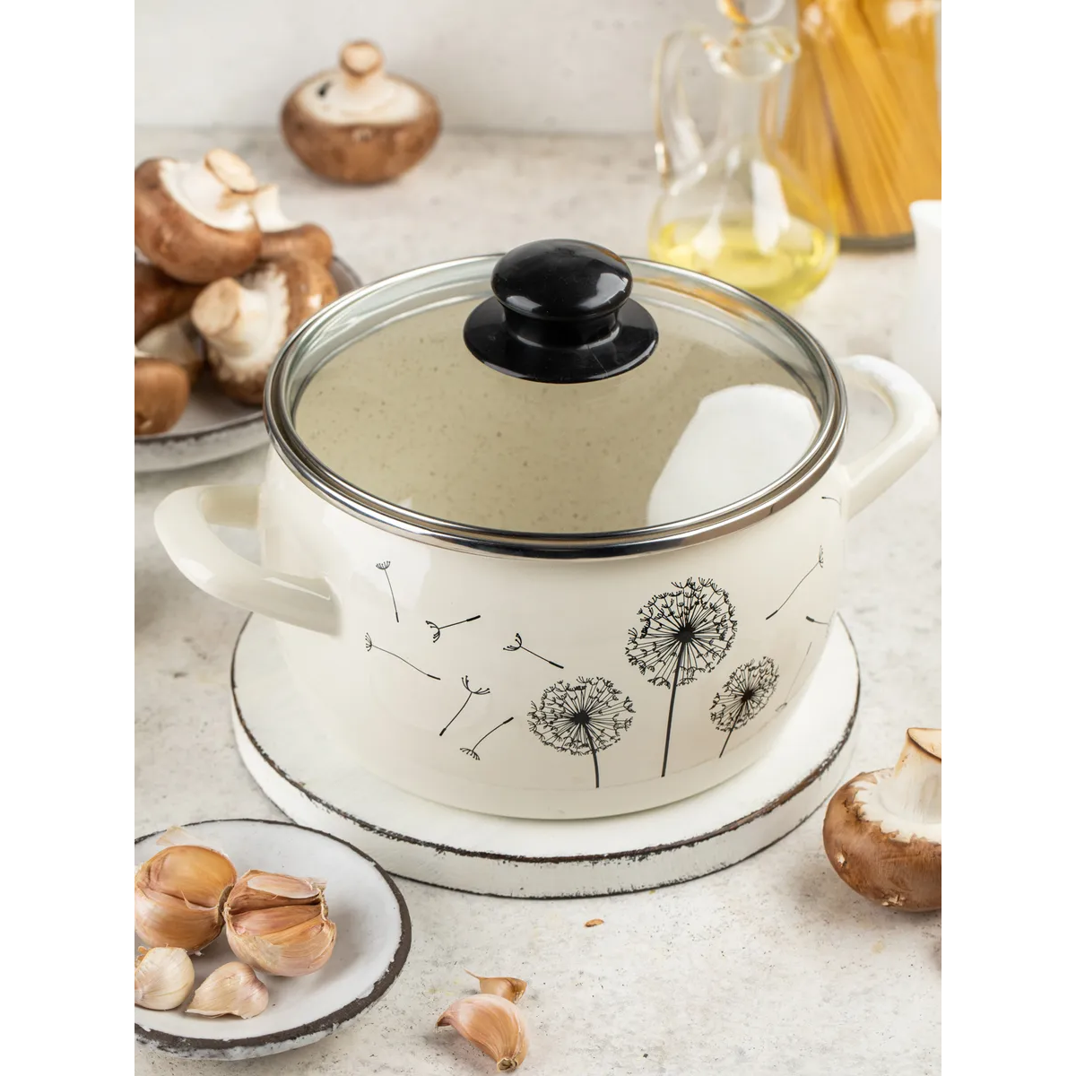 Кастрюля эмалированная Metrot Одуванчик 2.4 л 7272