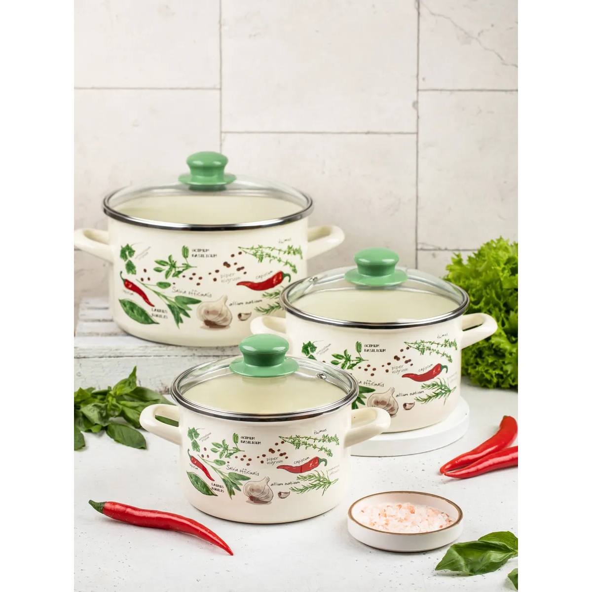 Набор кастрюль Metrot Специи эмалированная сталь 6 предметов 178872