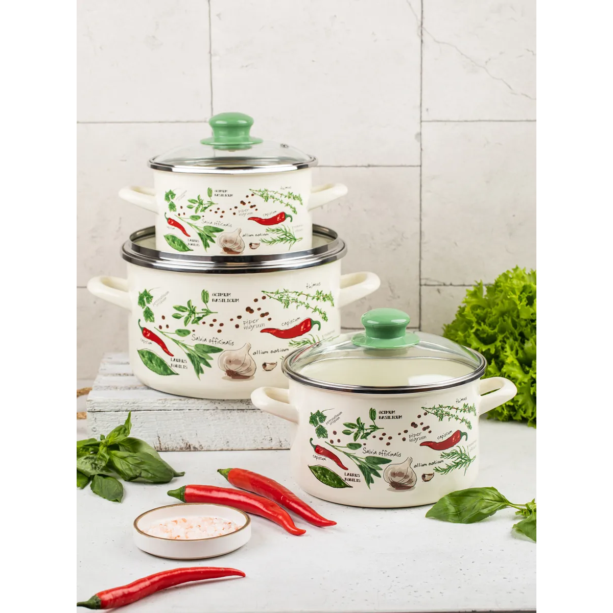 Набор кастрюль Metrot Специи эмалированная сталь 6 предметов 178872