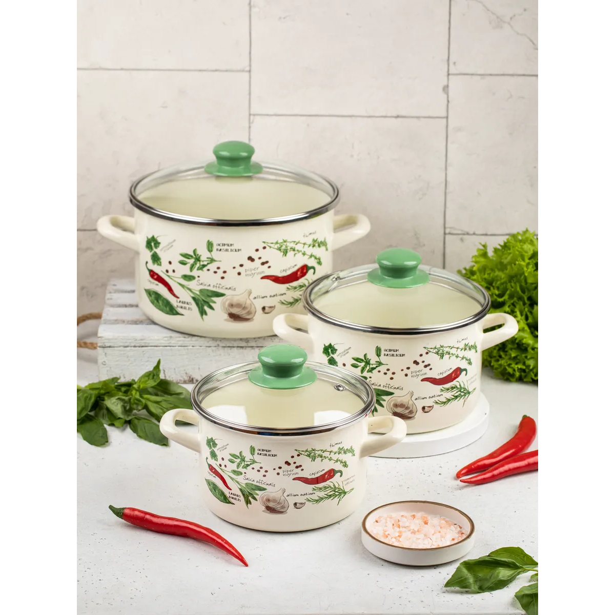 Набор кастрюль Metrot Специи эмалированная сталь 6 предметов 178872