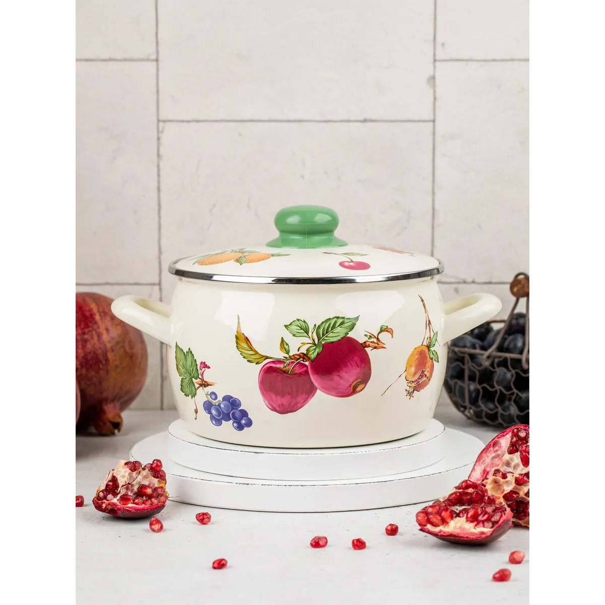 Кастрюля эмалированная Metrot Фрукты 3 л 7358