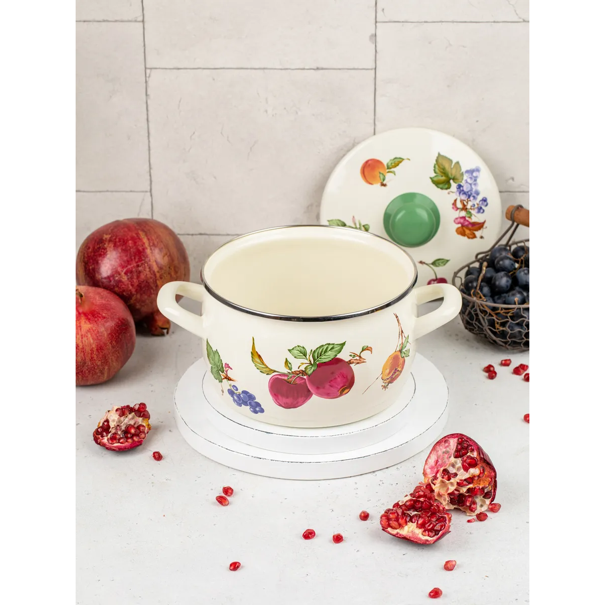 Кастрюля эмалированная Metrot Фрукты 3 л 7358